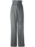high-rise belted straight trousers