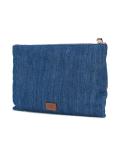 embroidered bird denim clutch