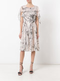 leaf print midi dress