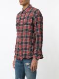 crinkle-effect checked shirt