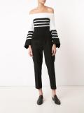 striped balloon sleeves blouse