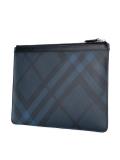 checked top zip clutch