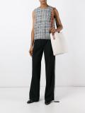 sleeveless tweed check blouse