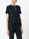 slit neck flared blouse