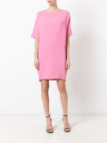 draped back shift dress