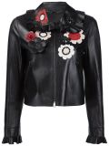 floral leather jacket