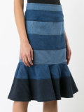 striped denim trumpet skirt