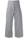 striped poplin cropped trousers