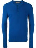 buttoned crew neck jumper