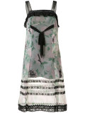 printed lace trim dress
