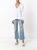 contrast V-neck jumper
