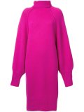 raw edge 'funnel neck' dress