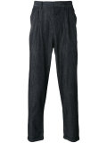 denim tapered trousers