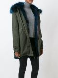 raccoon fur-trimmed midi parka
