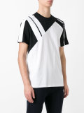 striped panelled T-shirt