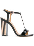 metallic detail T-strap sandals
