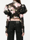 floral print puffy sleeve blouse