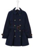 pinstriped trench coat