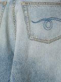 仿旧效果宽腿牛仔裤