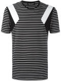 geometric detail striped T-shirt