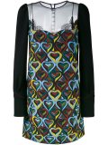 sheer panel heart print dress