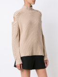 cut-out detail ribbed jumper