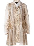 animal print pleated detailing coat