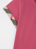 check and pleat detail T-shirt