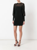 sheer panel fitted dress