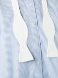 pinstripe layered tuxedo bow shirt