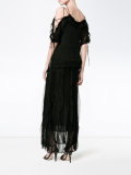 pleated cold-shoulder dress