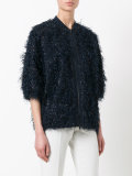 feather texture bomber jacket