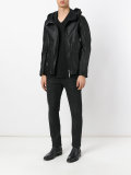 hooded leather jacket