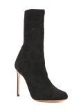 perforated detail mid-calf boots