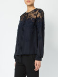 floral embroidered lace panel blouse