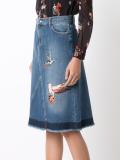 bird patches denim skirt