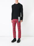 plaid slim fit trousers