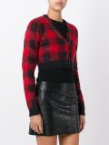 checked cropped cardigan