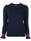 lurex ruffle trim jumper