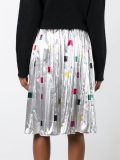 square print pleated skirt
