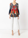 floral print V-neck blouse