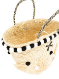 Pom pom straw tote 