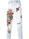floral embroidery jeans