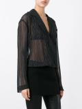 ribbed hem pinstripe shirt