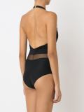 sheer panel halterneck swimsuit