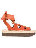 platform tied-up sandals