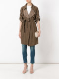 cropped sleeve belt coat