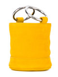 metallic handle bucket bag