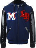 patch detailing hooded bomber jacket