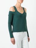 cut-off shoulders knitted blouse